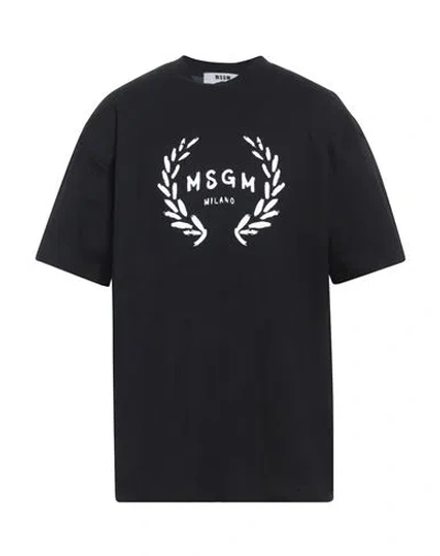 Msgm Man T-shirt Black Size Xl Cotton