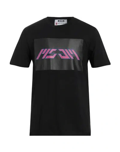 Msgm Man T-shirt Black Size Xs Cotton