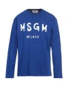 Msgm Man T-shirt Bright Blue Size L Cotton