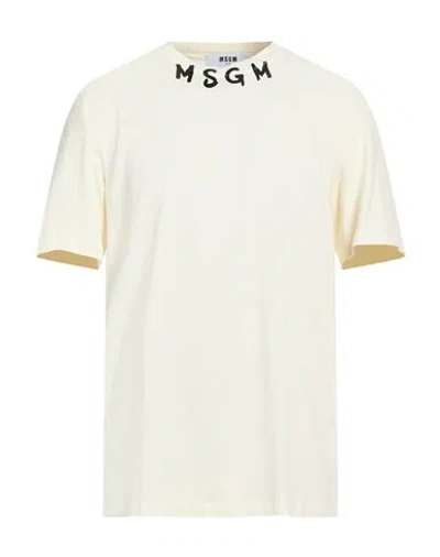 Msgm Man T-shirt Cream Size Xl Cotton In White