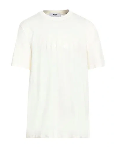Msgm Man T-shirt Cream Size Xl Cotton In White