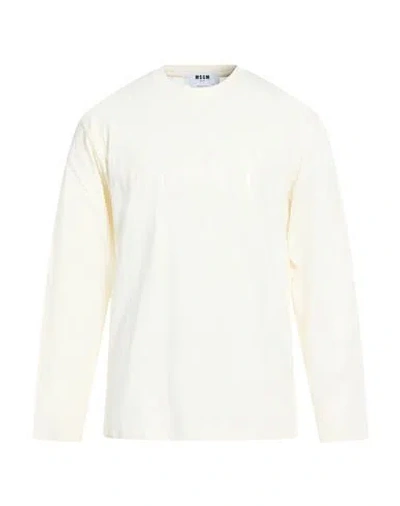 Msgm Man T-shirt Cream Size Xs Cotton In White