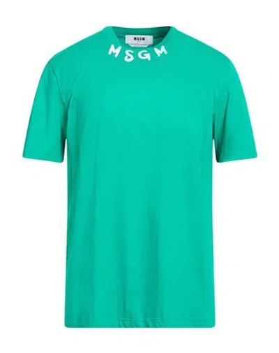 Msgm Man T-shirt Emerald Green Size S Cotton