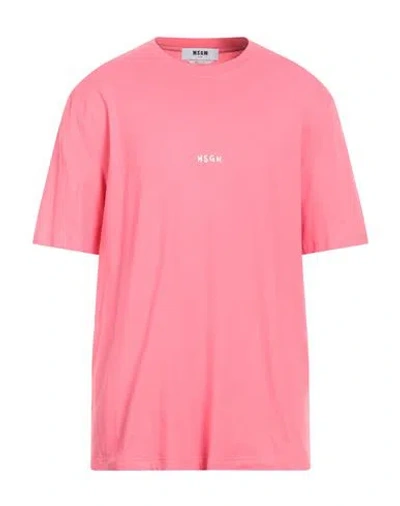 Msgm Man T-shirt Fuchsia Size Xl Cotton In Pink