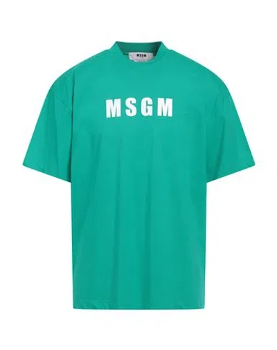 Msgm Man T-shirt Green Size S Cotton In Green
