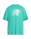 Msgm Man T-shirt Green Size Xl Cotton In Blue