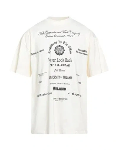 Msgm Man T-shirt Ivory Size L Cotton In White