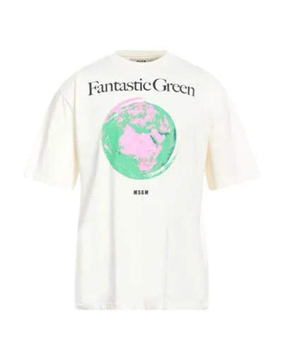 MSGM MSGM MAN T-SHIRT IVORY SIZE L ORGANIC COTTON