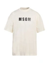 Msgm Man T-shirt Ivory Size S Cotton In White