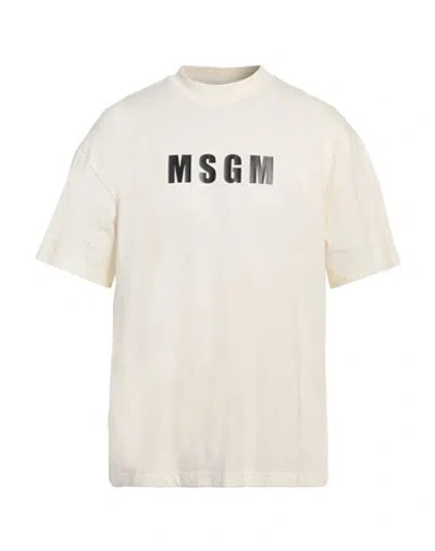 Msgm Man T-shirt Ivory Size S Cotton In White