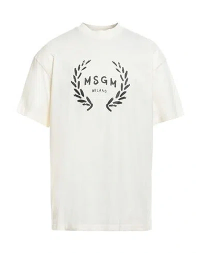 Msgm Man T-shirt Ivory Size Xs Cotton In White