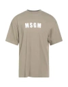 Msgm Man T-shirt Khaki Size M Cotton In Brown