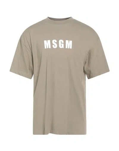 Msgm Man T-shirt Khaki Size M Cotton In Brown