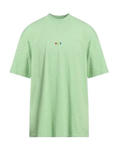 Msgm Man T-shirt Light Green Size Xl Cotton