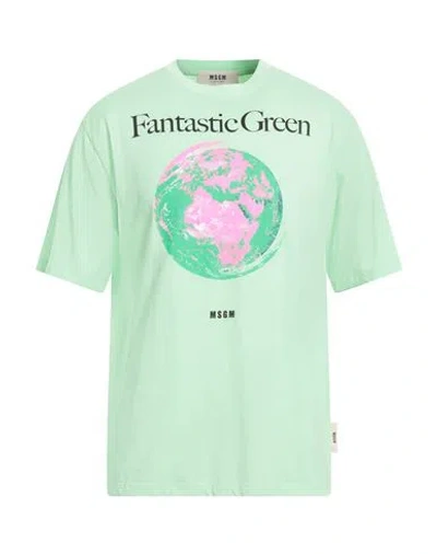 Msgm Man T-shirt Light Green Size S Organic Cotton