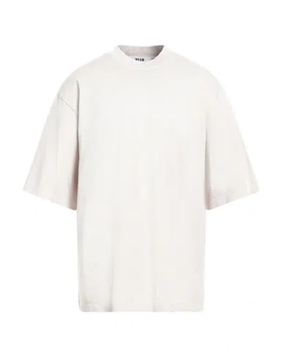 Msgm Man T-shirt Light Grey Size L Cotton
