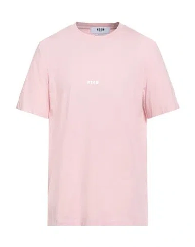 Msgm Man T-shirt Light Pink Size Xl Cotton
