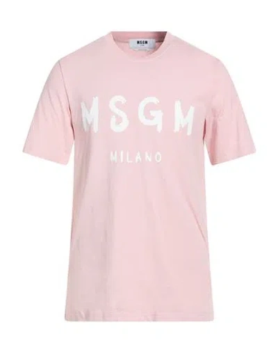 Msgm Man T-shirt Light Pink Size Xs Cotton