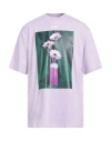 Msgm Man T-shirt Lilac Size L Organic Cotton In Pink