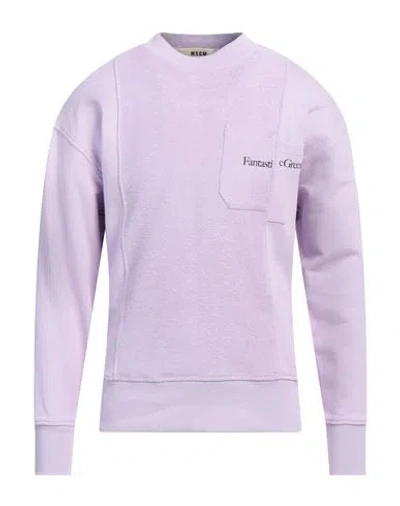 Msgm Man T-shirt Lilac Size Xl Cotton In Purple