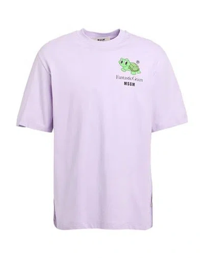 Msgm Man T-shirt Lilac Size Xs Cotton In Purple