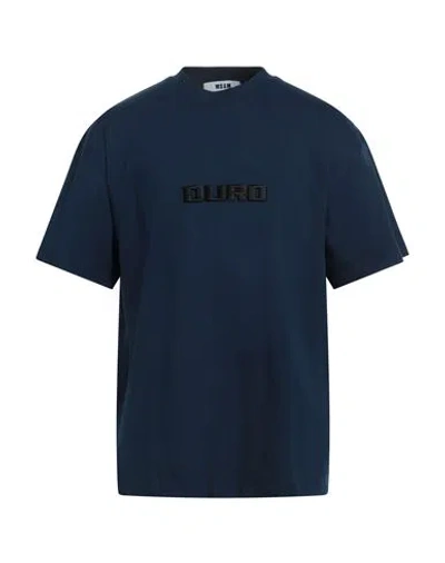 Msgm Man T-shirt Midnight Blue Size S Cotton In Blue