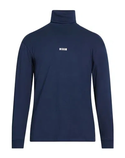 Msgm Man T-shirt Midnight Blue Size Xs Cotton In Animal Print