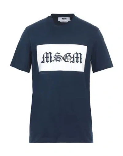 Msgm Man T-shirt Navy Blue Size Xs Cotton