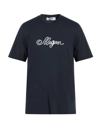 Msgm Man T-shirt Navy Size Xl Cotton In Blue