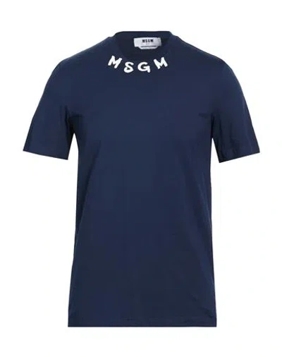 Msgm Man T-shirt Navy Size Xs Cotton In Blue