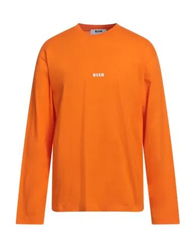 Msgm Man T-shirt Orange Size L Cotton