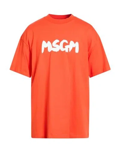 Msgm Man T-shirt Orange Size Xxl Cotton