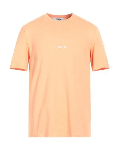 Msgm Man T-shirt Salmon Pink Size Xs Cotton In Orange