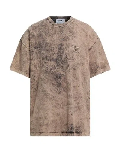 Msgm Man T-shirt Sand Size Xl Cotton In Neutral