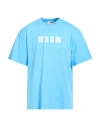 Msgm Man T-shirt Sky Blue Size Xl Cotton