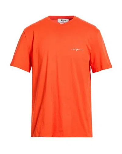 Msgm Man T-shirt Tomato Red Size Xl Cotton In Orange