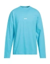 Msgm Man T-shirt Turquoise Size M Cotton In Blue