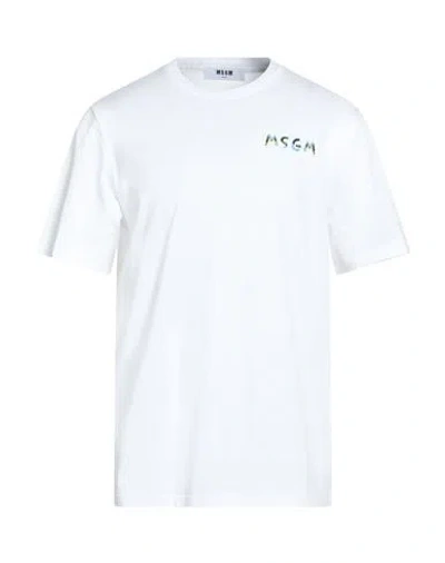 Msgm Man T-shirt White Size L Cotton