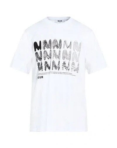 Msgm Man T-shirt White Size Xl Cotton