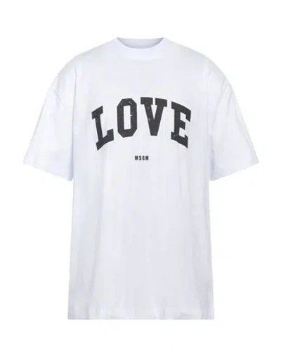 Msgm Man T-shirt White Size L Cotton In White