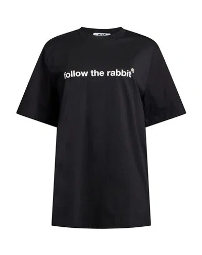 Msgm Man T-shirt Black Size M Cotton In Blue