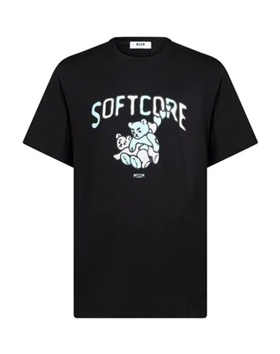 Msgm Man T-shirt Black Size Xl Cotton
