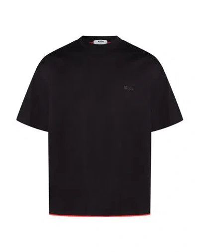 Msgm Man T-shirt Black Size Xl Cotton