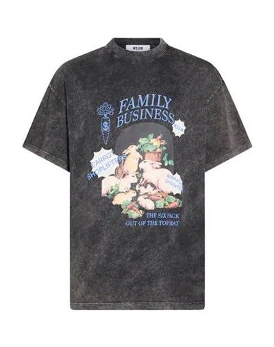 Msgm Man T-shirt Charcoal Size Xs Cotton In Gray