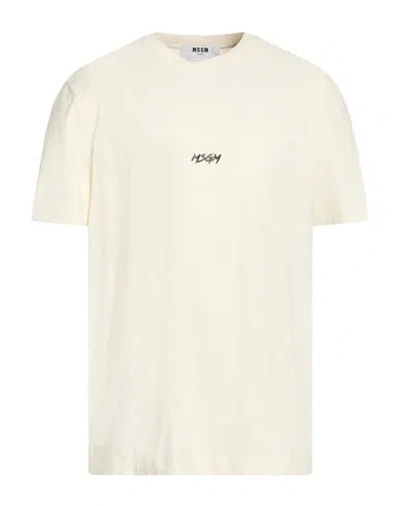 Msgm Man T-shirt Cream Size L Cotton In White