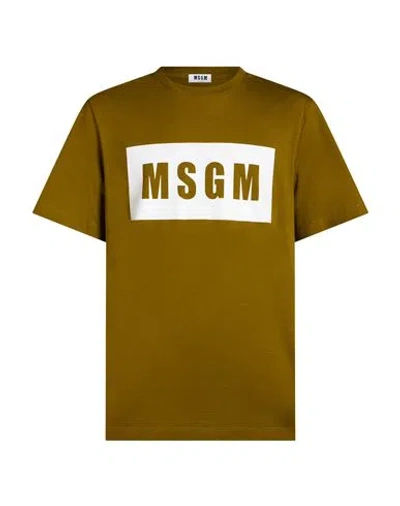 Msgm Man T-shirt Khaki Size Xl Cotton In Brown