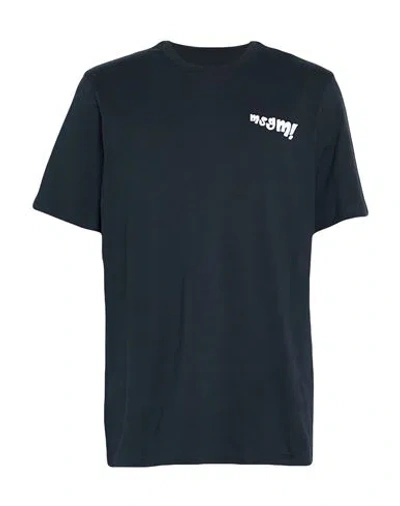 Msgm Man T-shirt Midnight Blue Size Xs Cotton