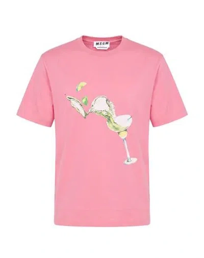 Msgm Man T-shirt Pink Size S Cotton