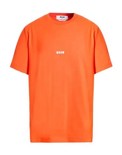 Msgm Man T-shirt Tomato Red Size Xs Cotton In Orange