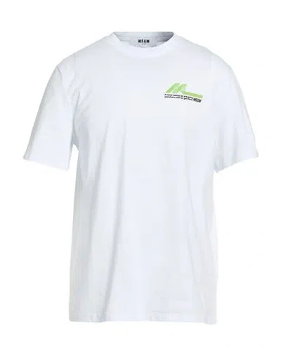 Msgm Man T-shirt White Size S Cotton